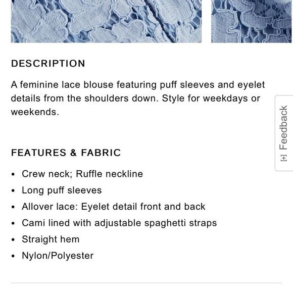 Express Puff Sleeve Lace Pale Blue Top NWT - XS - Picture 14 of 16